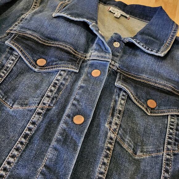 Dear John Denim Snap Front Collared Long Sleeve Jean Dress Pockets Small - Picture 4 of 12